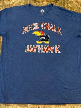 Kansas Jayhawks Rally House L/S Shirt Rock Chalk Jayhawk Men Size XXL Color Blue